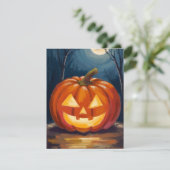 Halloween Jack-O-Lantern Pompoen Feestdagenkaart (Staand voorkant)