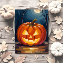 Halloween Jack-O-Lantern Pompoen Feestdagenkaart