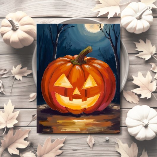 Halloween Jack-O-Lantern Pompoen Feestdagenkaart