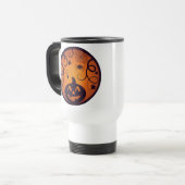 Halloween Jack o lantern pompoen gezicht en spin Reisbeker (Voorkant links)