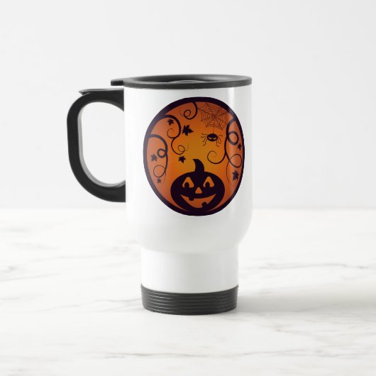 Halloween Jack o lantern pompoen gezicht en spin Reisbeker (Links)