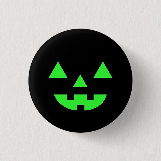 Halloween Jack O Lantern Pompoen Gezicht Groen Ronde Button 3,2 Cm (Voorkant)