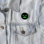 Halloween Jack O Lantern Pompoen Gezicht Groen Ronde Button 3,2 Cm (In situ)