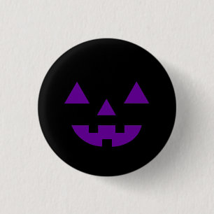Halloween Jack O Lantern Pompoen Gezicht Paars Ronde Button 3,2 Cm