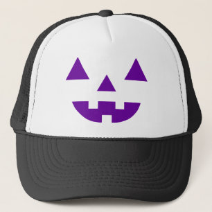 Halloween Jack O Lantern Pompoen Gezicht Paars Trucker Pet