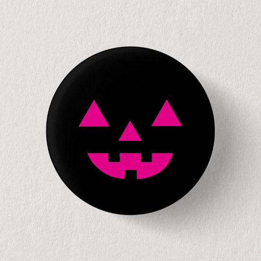 Halloween Jack O Lantern Pompoen Gezicht Roze Ronde Button 3,2 Cm (Voorkant)