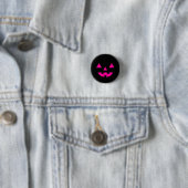 Halloween Jack O Lantern Pompoen Gezicht Roze Ronde Button 3,2 Cm (In situ)