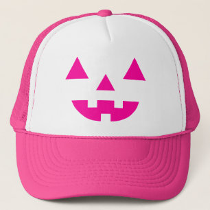 Halloween Jack O Lantern Pompoen Gezicht Roze Trucker Pet