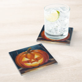 Halloween Jack-O-Lantern Pompoen Glazen Onderzetter