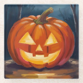 Halloween Jack-O-Lantern Pompoen Glazen Onderzetter