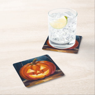 Halloween Jack-O-Lantern Pompoen Kartonnen Onderzetters