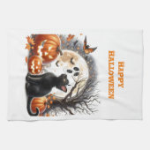 Halloween Jack O Lantern Pompoen Kat Wit Theedoek (Horizontaal)