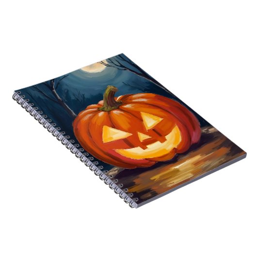 Halloween Jack-O-Lantern Pompoen Notitieboek (Rechterzijde)