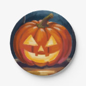 Halloween Jack-O-Lantern Pompoen Papieren Bordje (Voorkant)