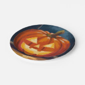 Halloween Jack-O-Lantern Pompoen Papieren Bordje (Gekanteld)