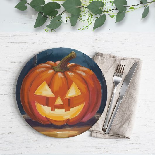 Halloween Jack-O-Lantern Pompoen Papieren Bordje