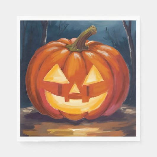 Halloween Jack-O-Lantern Pompoen Servet (Voorkant)