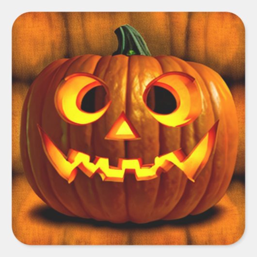 Halloween Jack-o-Lantern Pompoen Vierkante Sticker (Voorkant)