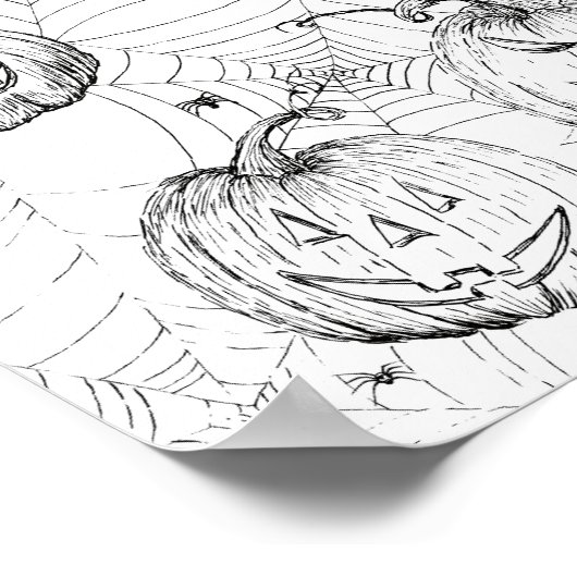 Halloween Jack-o'-lantern Pompoenen Kleurplaat Poster (Hoek)