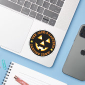 Halloween Jack-O-Lantern Pumpkin Carving Crew Sticker (Laptop met iPhone)