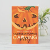 Halloween Jack-O-Lantern Pumpkin Carving Party Kaart (Staand voorkant)