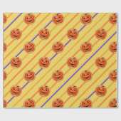 Halloween Jack-O-Lantern Pumpkin Cookie op Geel Cadeaupapier (Vlak)