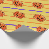 Halloween Jack-O-Lantern Pumpkin Cookie op Geel Cadeaupapier (Hoek)