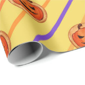Halloween Jack-O-Lantern Pumpkin Cookie op Geel Cadeaupapier (Rol Hoek)