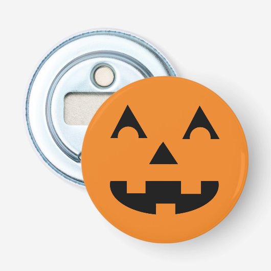 Halloween Jack O Lantern Pumpkin Face Button Flesopener (Voorkant)