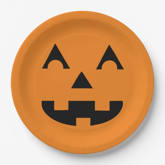 Halloween Jack O Lantern Pumpkin Face Papieren Bordje (Voorkant)