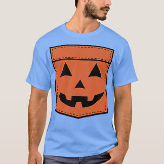Halloween Jack O Lantern Pumpkin Face Pocket T-shirt