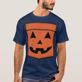 Halloween Jack O Lantern Pumpkin Face Pocket T-shirt