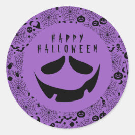 Halloween Jack O Lantern Pumpkin Face Ronde Sticker