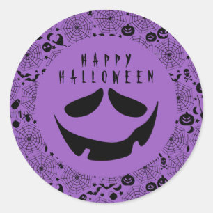Halloween Jack O Lantern Pumpkin Face Ronde Sticker