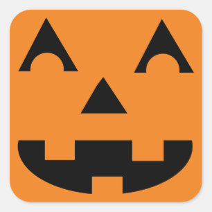 Halloween Jack O Lantern Pumpkin Face Vierkante Sticker