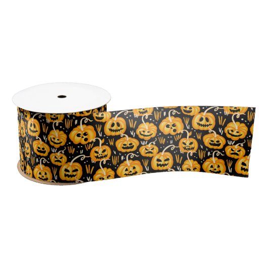 Halloween Jack O Lantern Pumpkin Patch Satijnen Lint (Spoel)