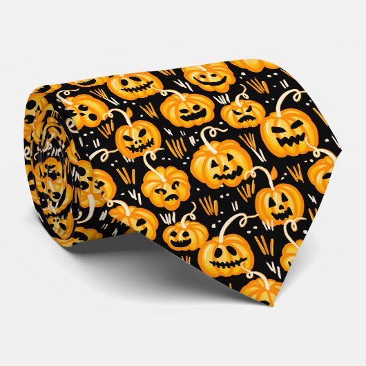 Halloween Jack O Lantern Pumpkin Patch Stropdas (Opgerold)