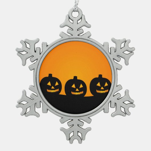 Halloween Jack-O-Lantern Pumpkin Patch Tin Sneeuwvlok Ornament (Voorkant)