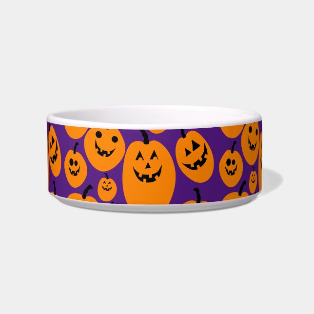 Halloween Jack o Lantern Pumpkin Pattern Voerbakje (Voorkant)