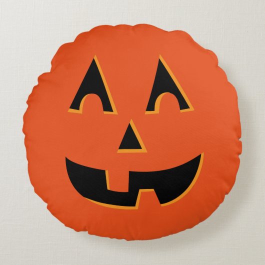 Halloween Jack O Lantern Pumpkin Rond Kussen (Voorkant)