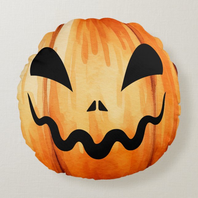 Halloween Jack-O-Lantern Pumpkin Rond Kussen (Voorkant)