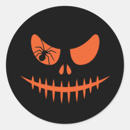 Halloween Jack O Lantern Pumpkin Stitched Mouth Ronde Sticker