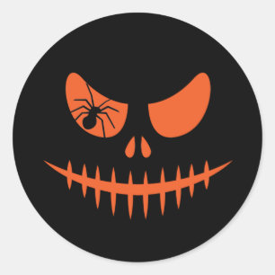 Halloween Jack O Lantern Pumpkin Stitched Mouth Ronde Sticker