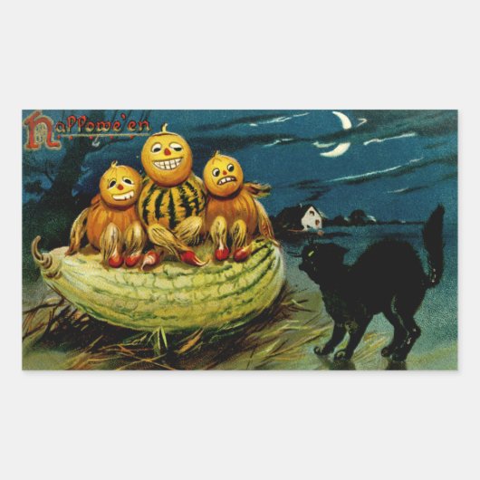 Halloween Jack-o-Lantern Pumpkin Trio Rechthoekige Sticker (Voorkant)