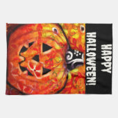 Halloween Jack O Lantern Sinaasappel gepersonalise Theedoek (Horizontaal)
