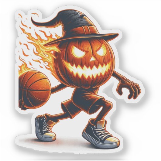 Halloween Jack-o'-Lantern Slam Dunk: Spooky Basket Sticker (Voorkant)