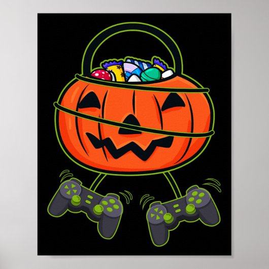 Halloween Jack O Lantern Snoep Mand Controllers Poster (Voorkant)