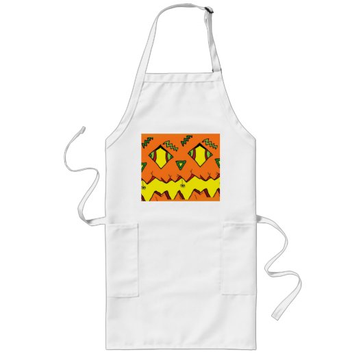 Halloween Jack-O-Lantern & Spider Apron Lang Schort (Voorkant)