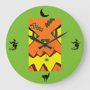 Halloween Jack-O-Lantern & Spider Clock Grote Klok
