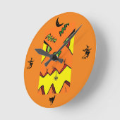 Halloween Jack-O-Lantern & Spider Clock Ronde Klok (Hoek)